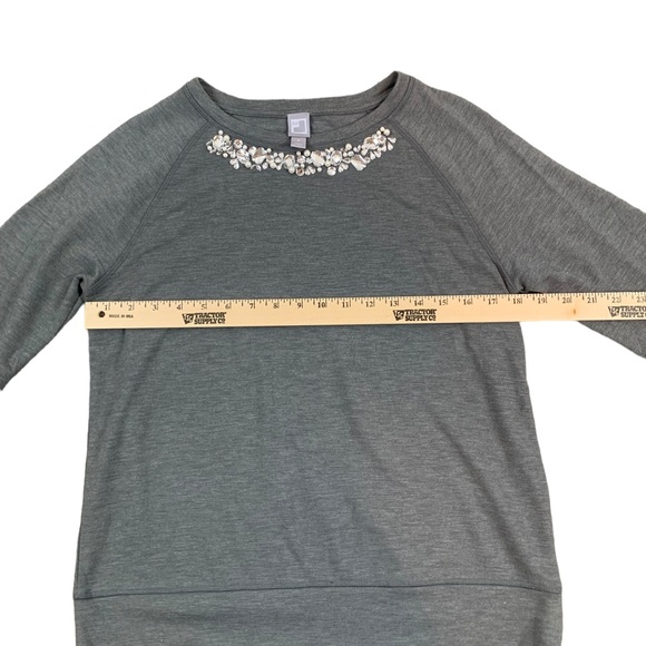 ❤️ JCPenney Sweatshirt Size S Rhinestones collar Long Sleeve Polyester Rayon - Picture 3 of 13